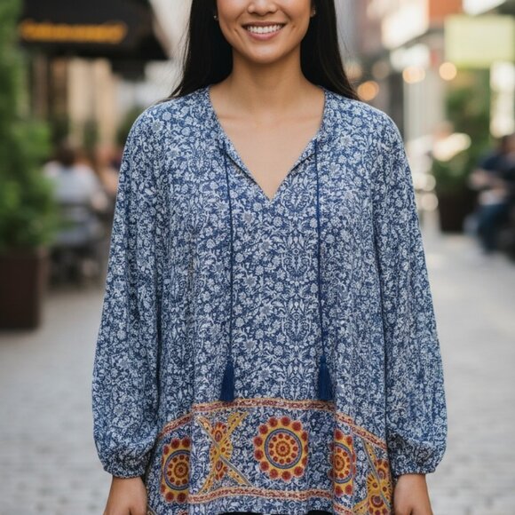 Ivy Jane By Anthropoligie Women's Floral and Geometric Tunic Small - Picture 4 of 15